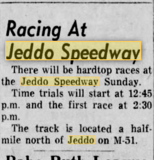 Jeddo Speedway - June 20 1959 Article